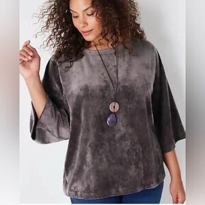 EUC J.JILL Deep Purple Velour Super soft top sweater pullover Size XL Petite